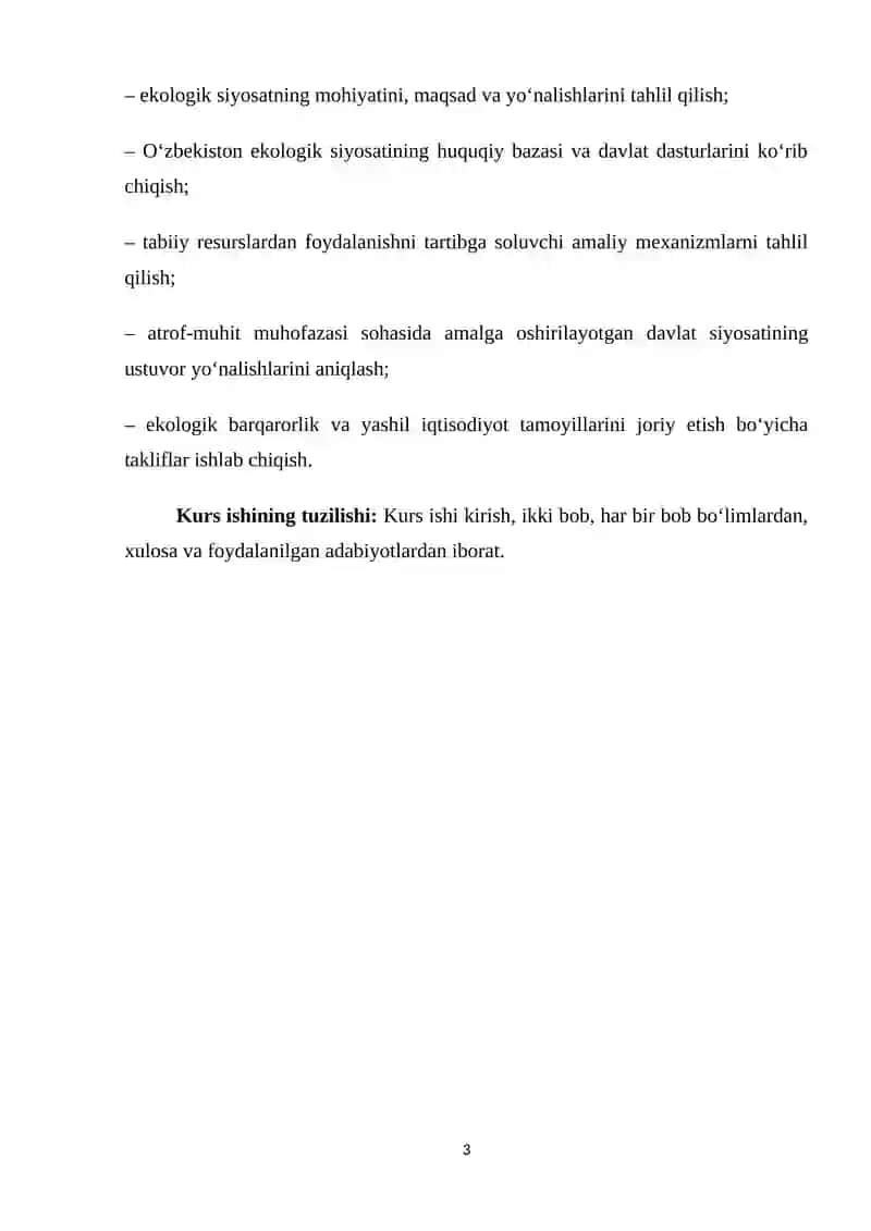Tabiiy resurslardan foydalanish jarayonlarini tartiblash va davlatning ekologiya 3