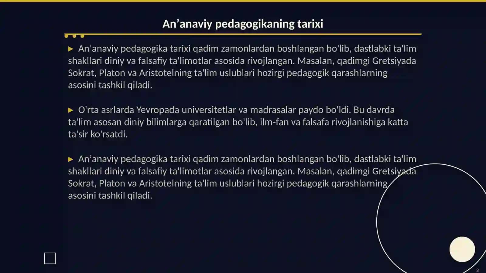 Anʼanaviy pedagogik qarashlar va yondashuvlar 3