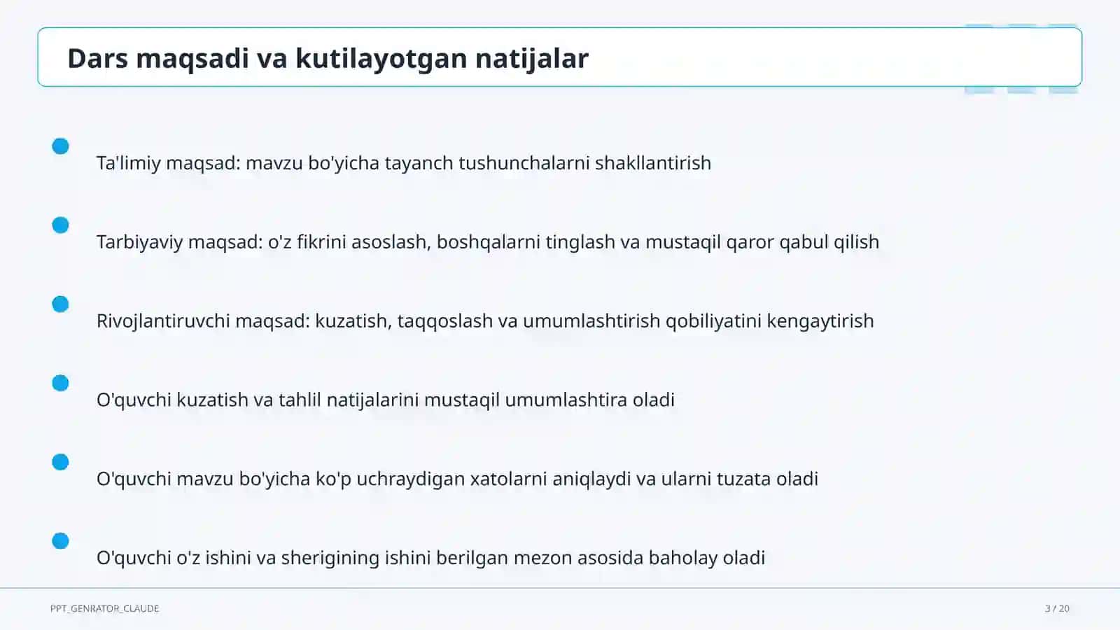 Huquq va iqtisodiyot asoslari (9–11) — ochiq dars uchun 3