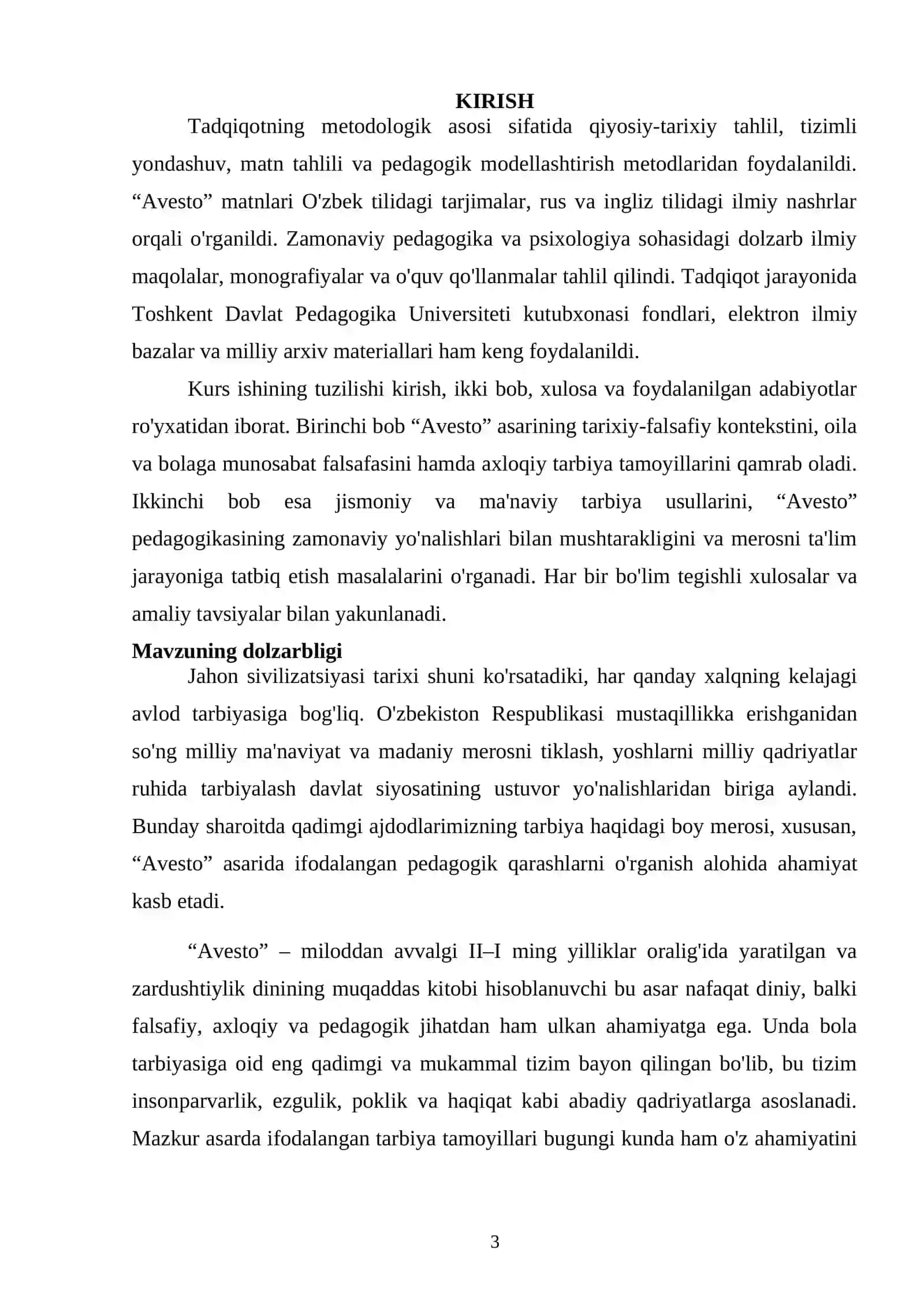 “Avesto”da bola tarbiyasi haqidagi qarashlar 3