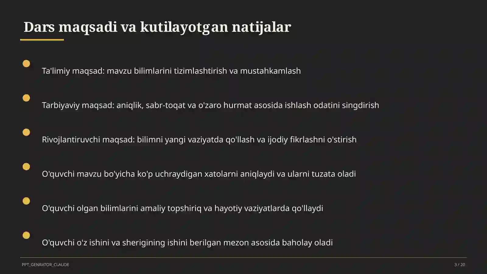 Dars rejasi 3