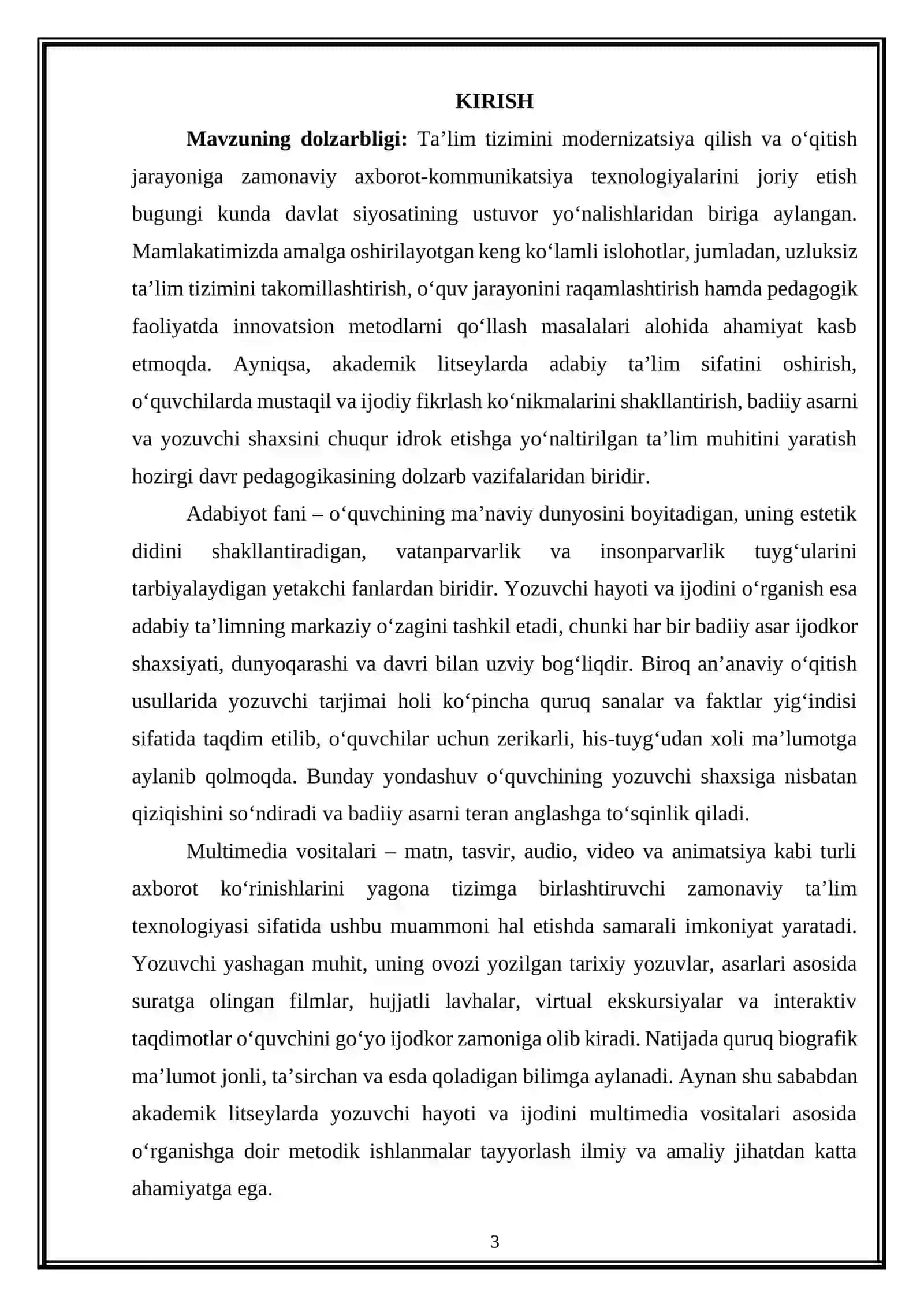 Akademik litseylarda yozuvchi hayoti va ijodini multimedia vositalari asosida o'rganishga doir ishlnmalar tayyorlash 3
