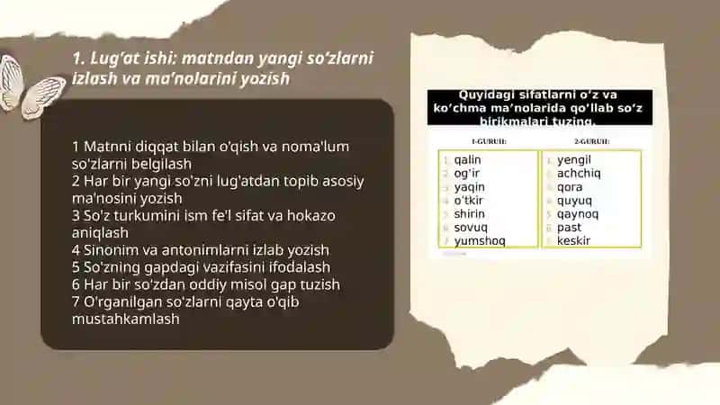 2-sinf Ona tili darsligi ( 3-qism) lug'at ishi 3