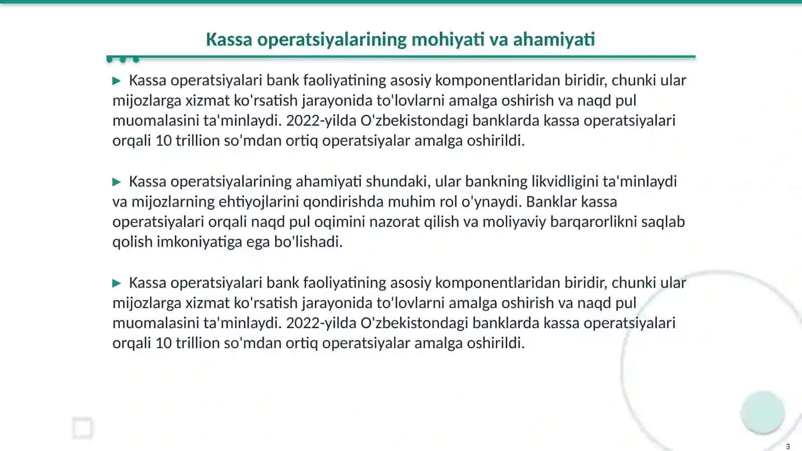 Kassa operatsiyalarini tashkil etish va hisobga olish 3