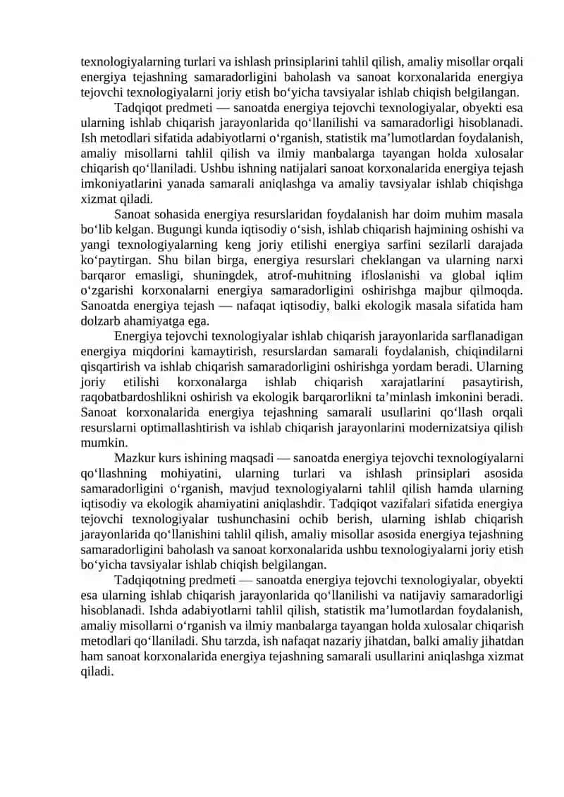 SANOATDA ENERGIYA TEJOVCHI TEXNOLOGIYALARNI QO‘LLASH 3