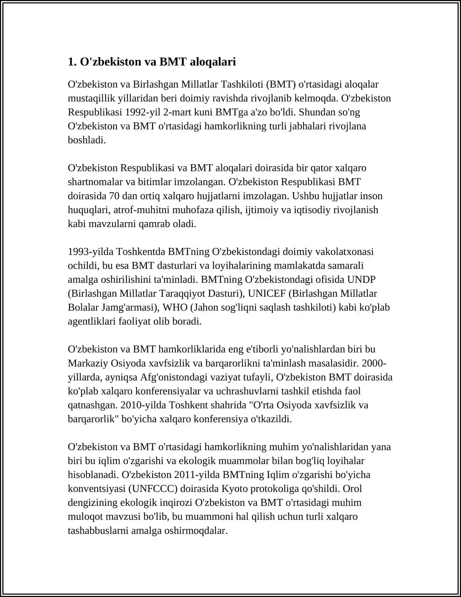 O'ZBEKISTONNING XALQORA TASHKILOTLAR BILAN ALOQALARI 3