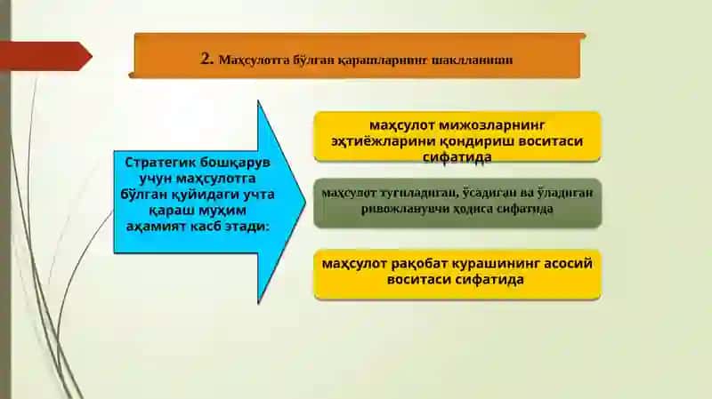 Стратегик бошқарувда маҳсулот концепцияси 3