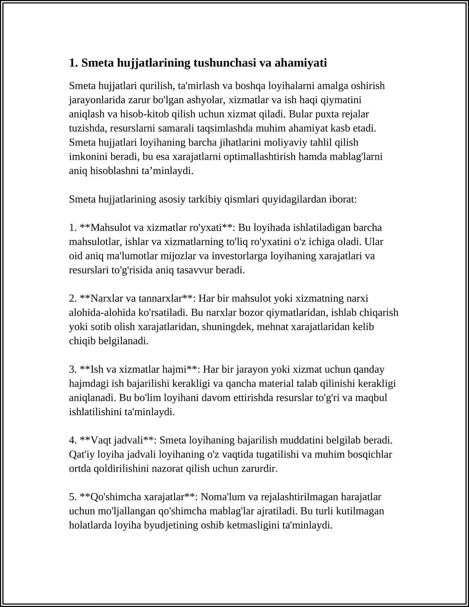 SMETA XUJJATLARINI TARKIBI 3