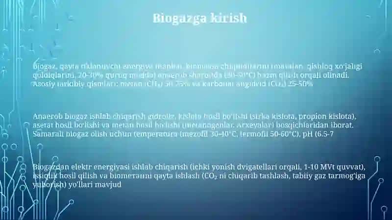 Biomassa (chiqindilar) dan biogaz olish biotexnologiyasi 3