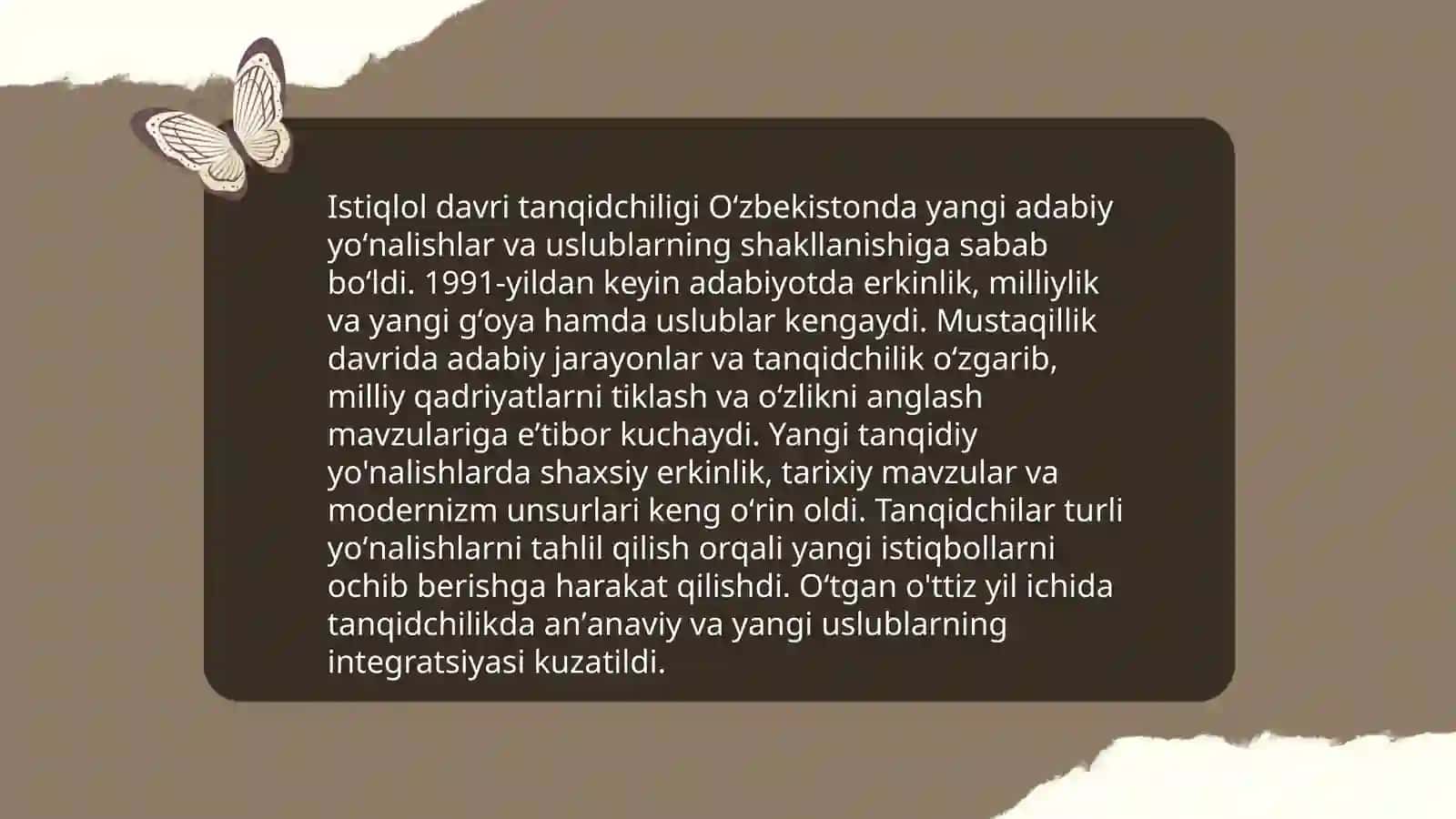 Istiqlol davri tanqidchiligi. Ozod Sharafiddinov va Naim Karimovlarning tanqidchilikdagi o‘rni 3