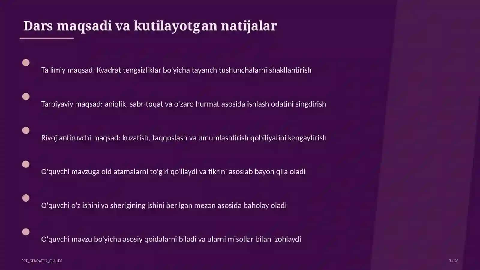 Kvadrat tengsizliklar (9-sinf) 3