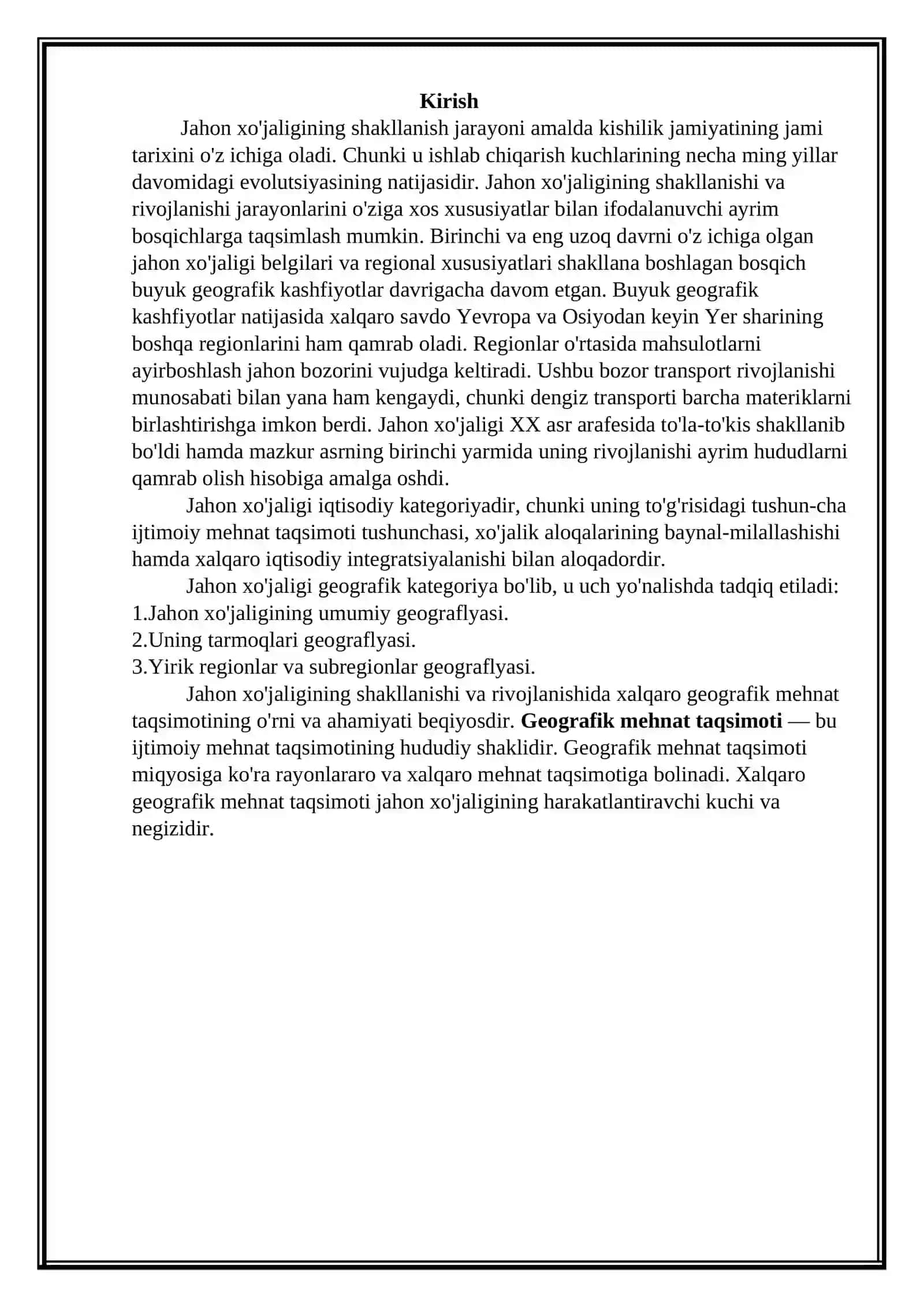 Jahon xo’jaligining vujudga kelishi, asosiy belgilari va bosqichlari 3