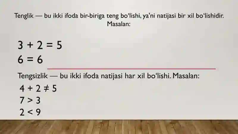 Boshlang’ich sinflarda matematika o’qitishda tenglik, tengsizlik tushunchasini o’rgatish metodikasi 3