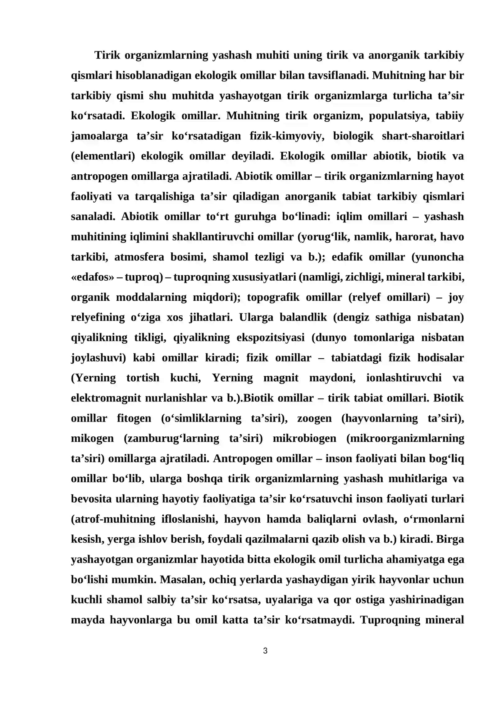«Qoʻqon shahar va atrof tumanlardagi oʻsimliklarning namlik omiliga koʻra ekologik guruhlarini aniqlash » KURS ISHI 3
