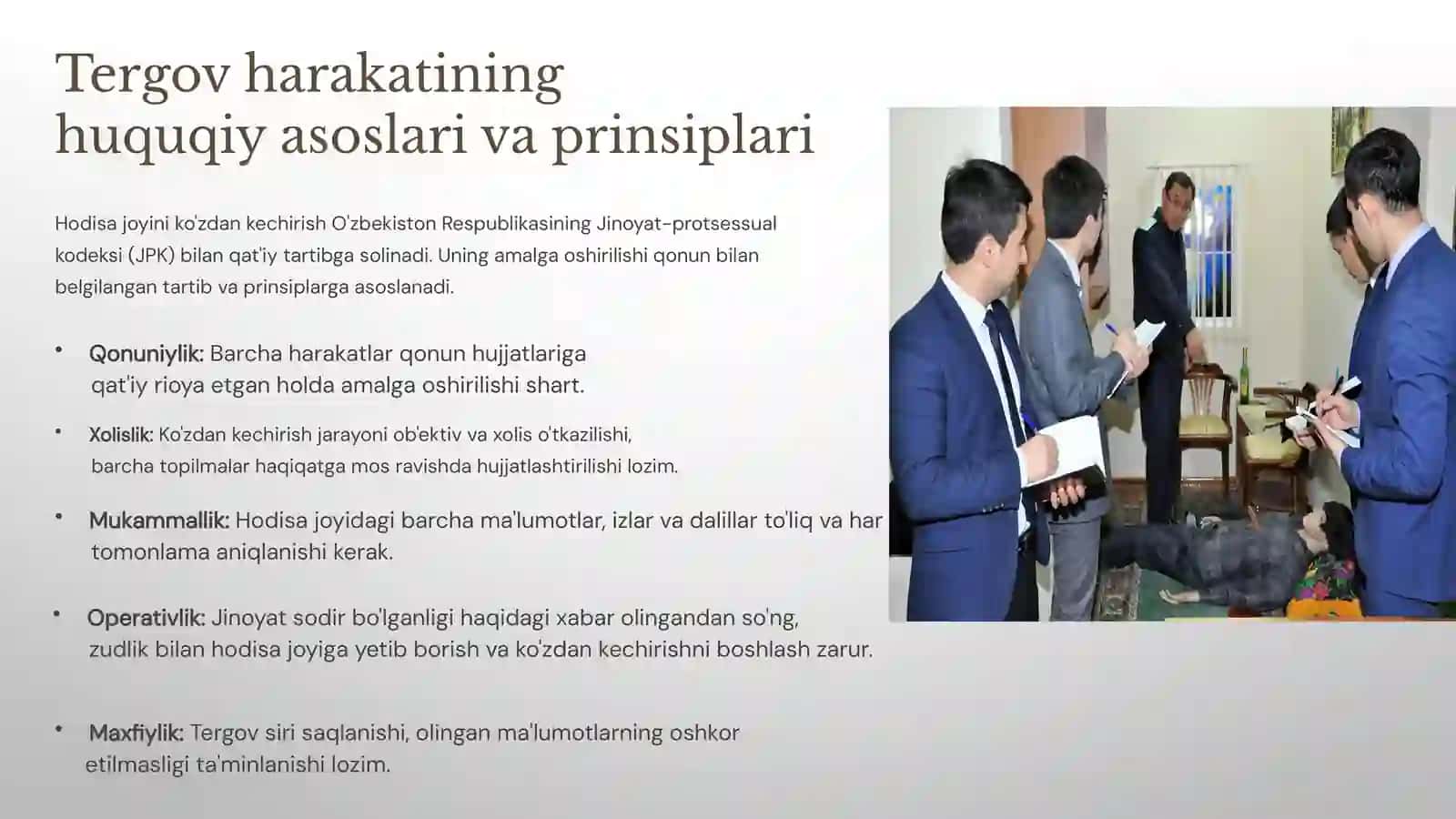 Hodisa sodir bo'lgan joyni ko'zdan kechirish mohiyati, turlari, tushunchasi va taktikasi 3