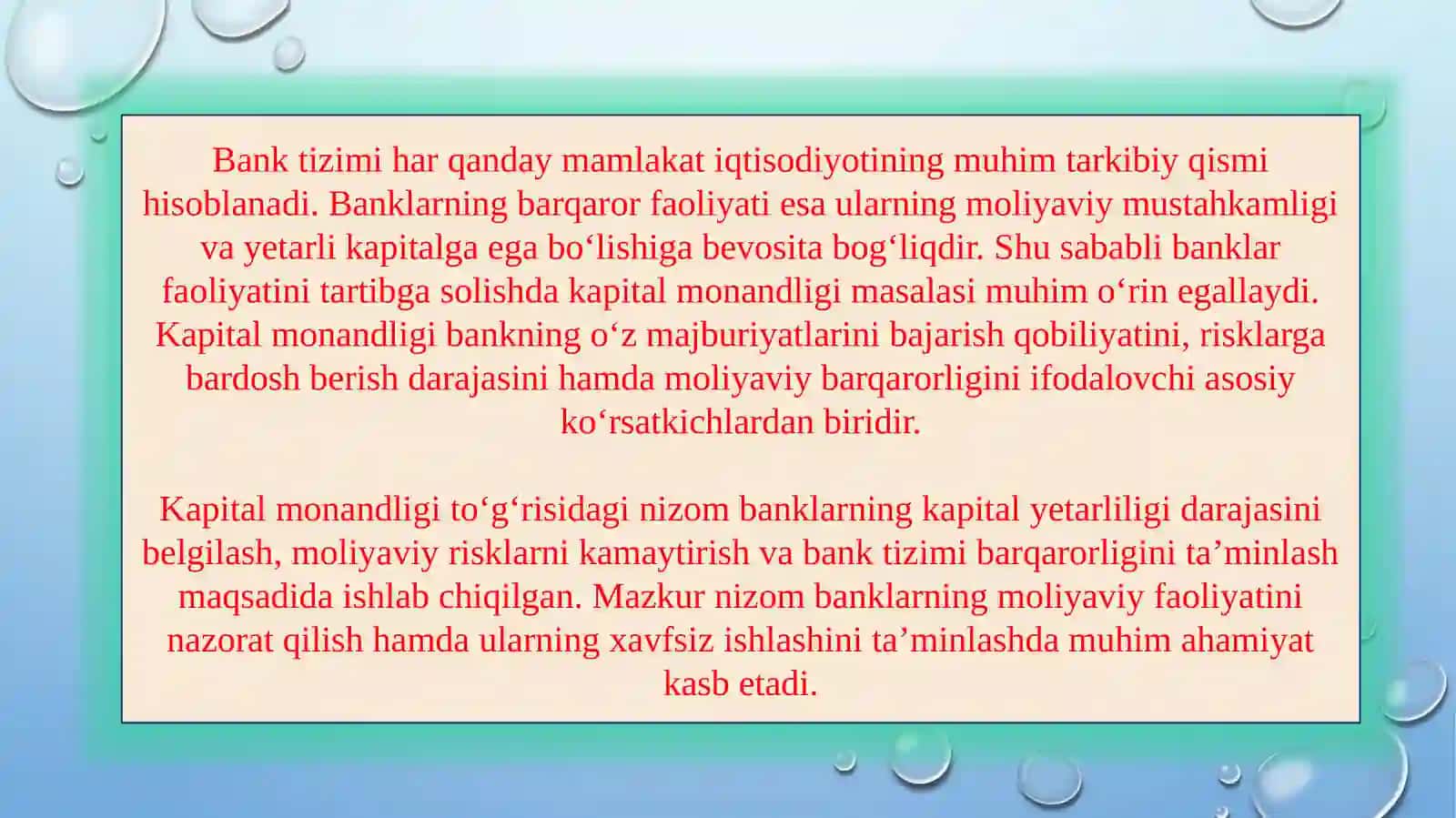 Kapital monandligi to’g’risidagi nizom SLAYD 3