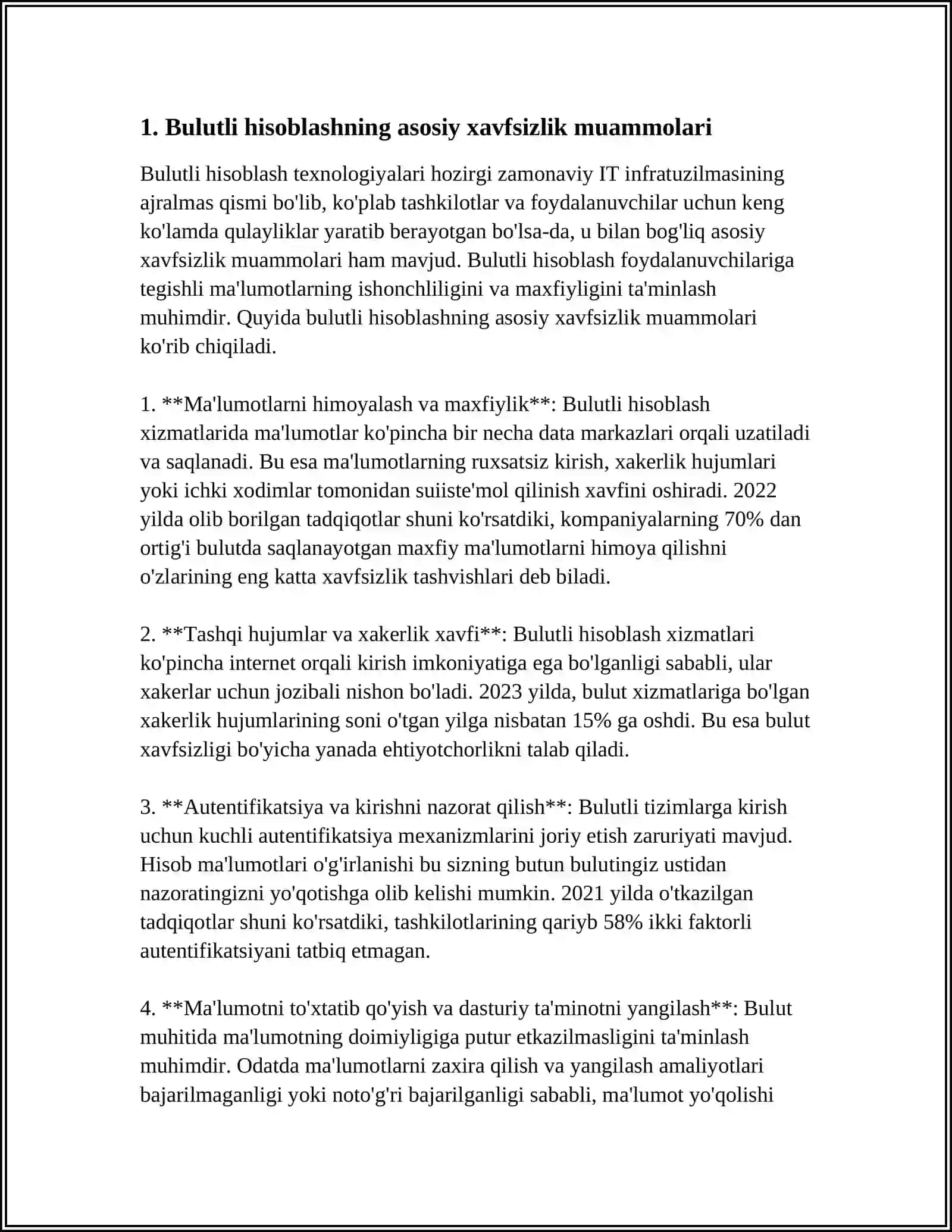 BULUTLI HISOBLASH XAVFSIZLIGI 3
