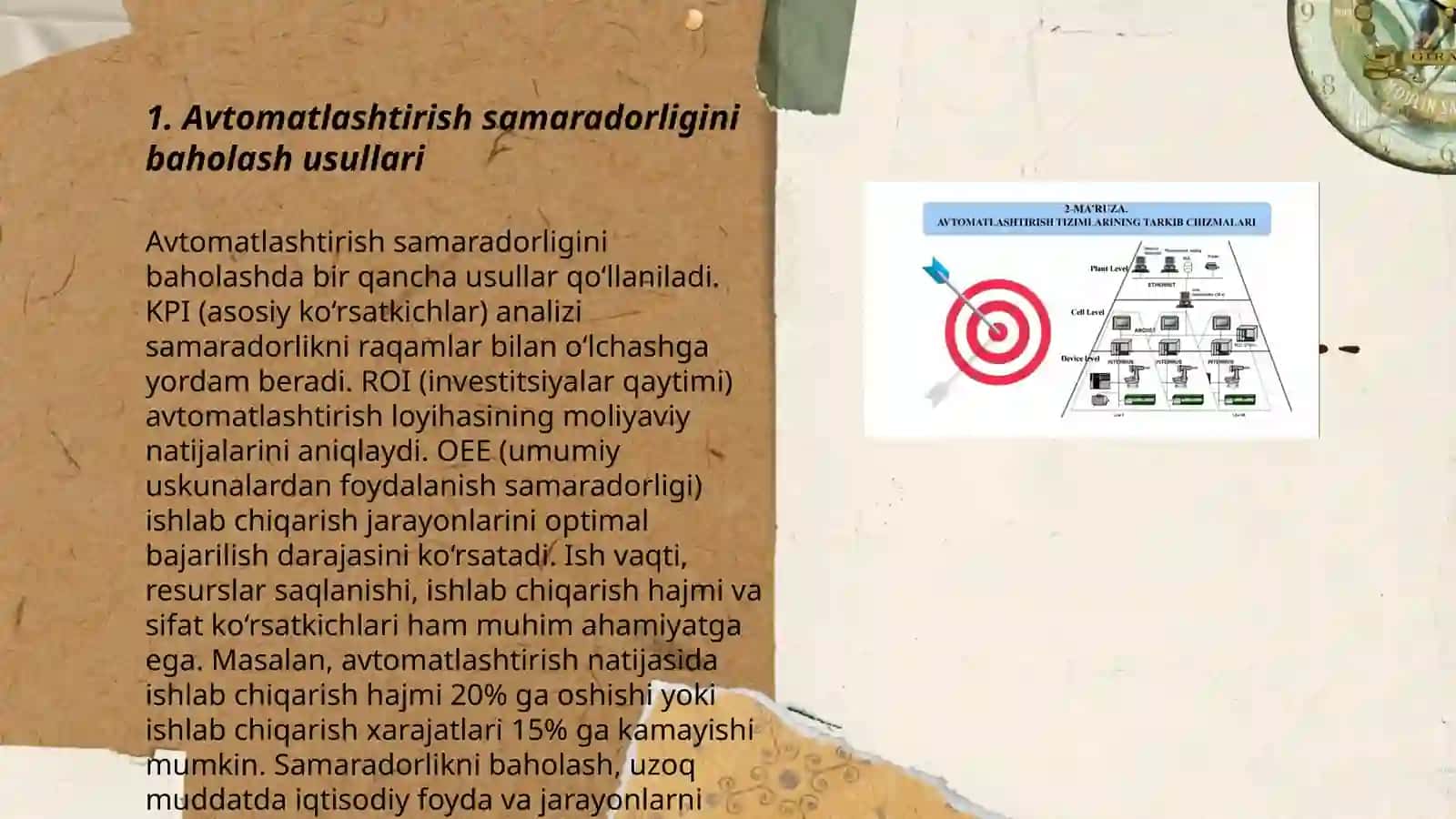 Avtomatlashtirish samaradorligining asosiy koʻrsatkichlari 3