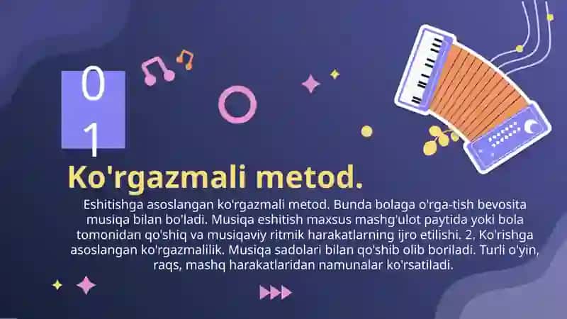 Maktabgacha tarbiya yoshdagi bolalarga musiqaviy tarbiya berish metodlari 3