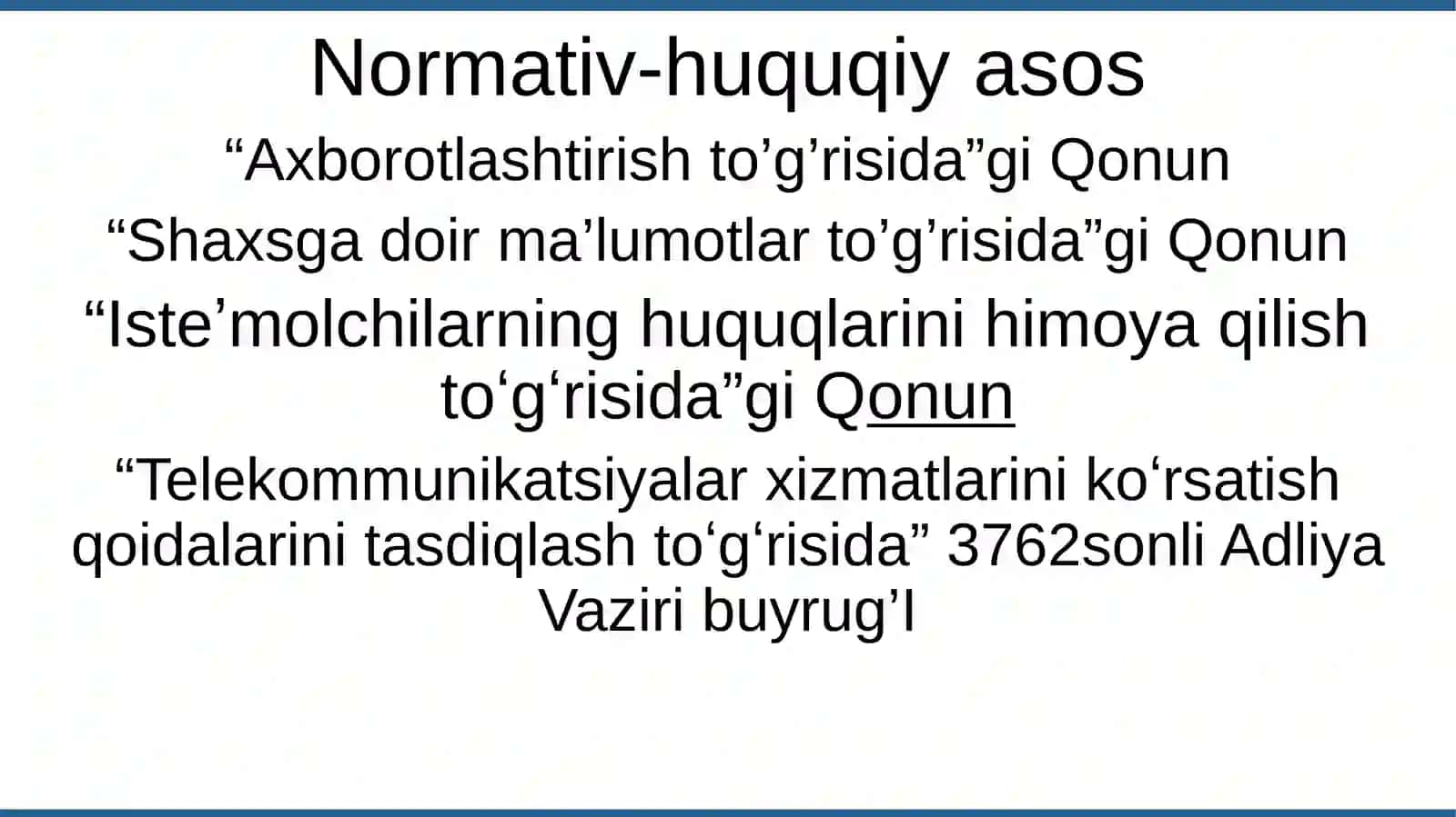 Ma’lumotlarni uzatish tarmog’i va internet xizmatlarini ko’rsatish qoidalari. 3