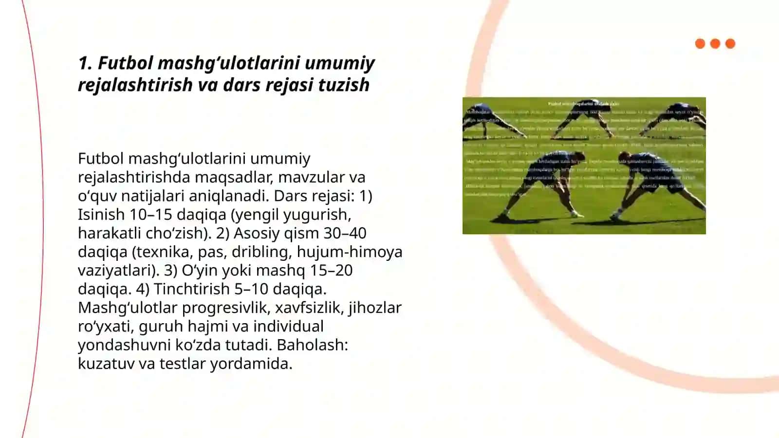 Futbol va uni oʻqitish metodikasi darsidan 3