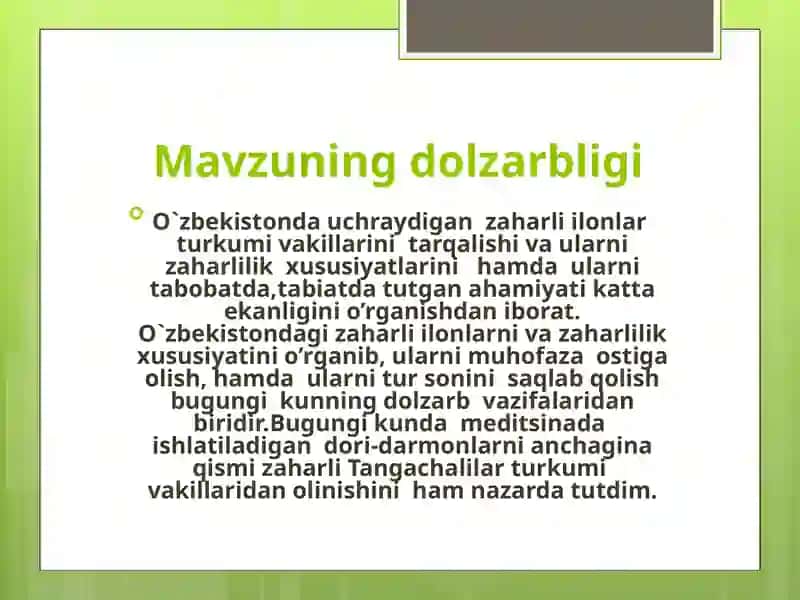 O'zbekistonda uchraydigan zaharli ilonlar va ular zaharining xususiyatlari 3
