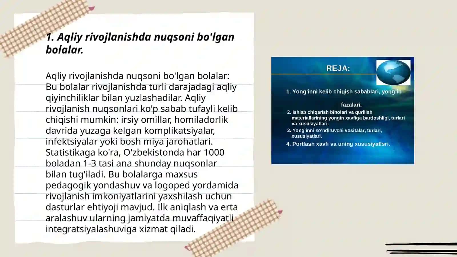 Aqliy rivojlanishda nuqsoni boʻlgan bolalar. Daun sindromi bolalarni kelib chiqish sabablari. Daun sindromli bolalarni turlari 3
