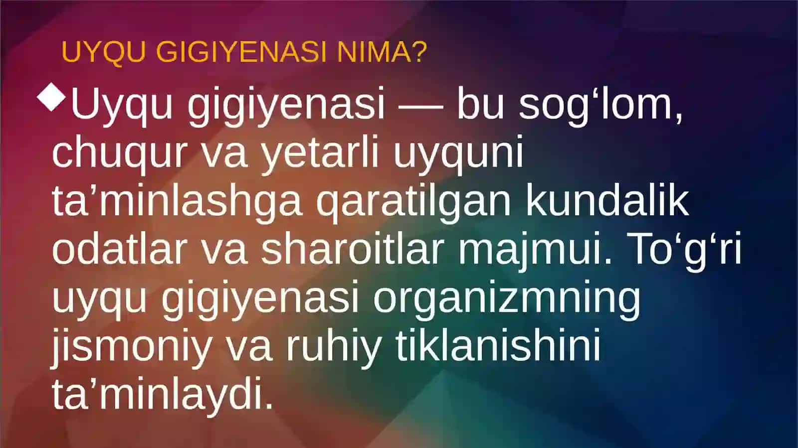 Uyqu gigiyenasi 3