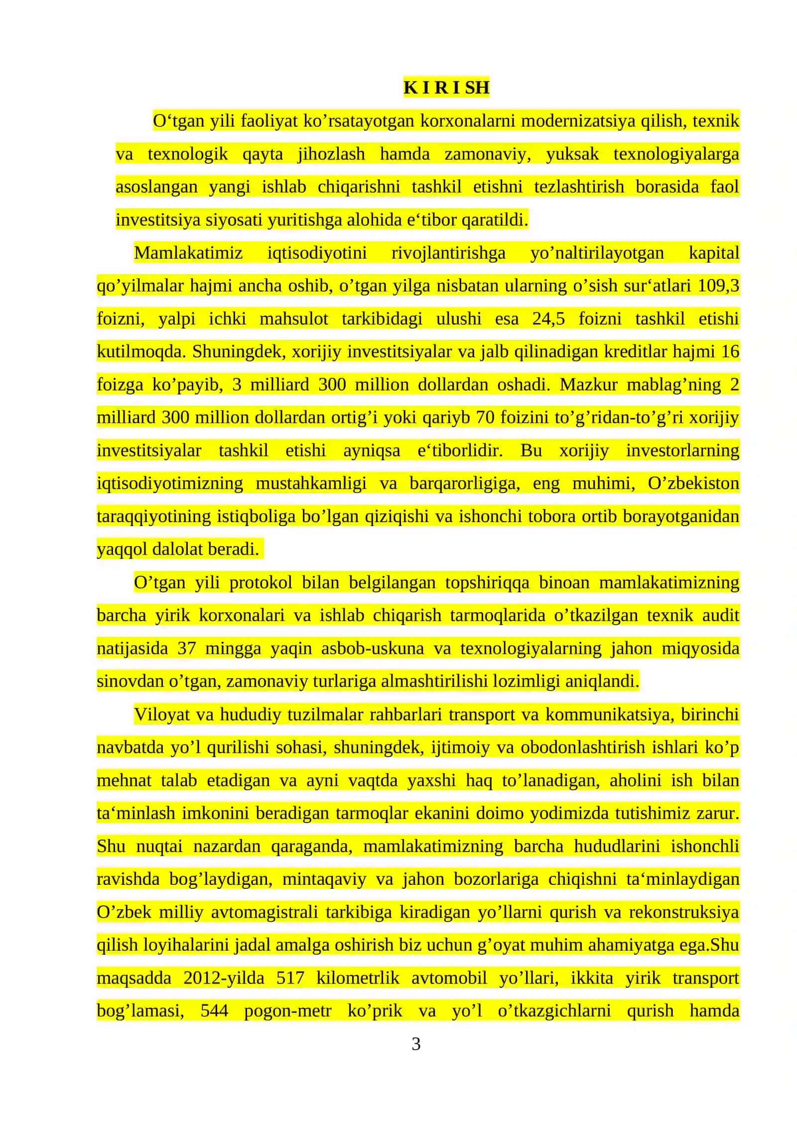 Aralash usulda yiliga 1 mln tonna portlandsement ishlab chiqarish korxonasini loyihalash 3