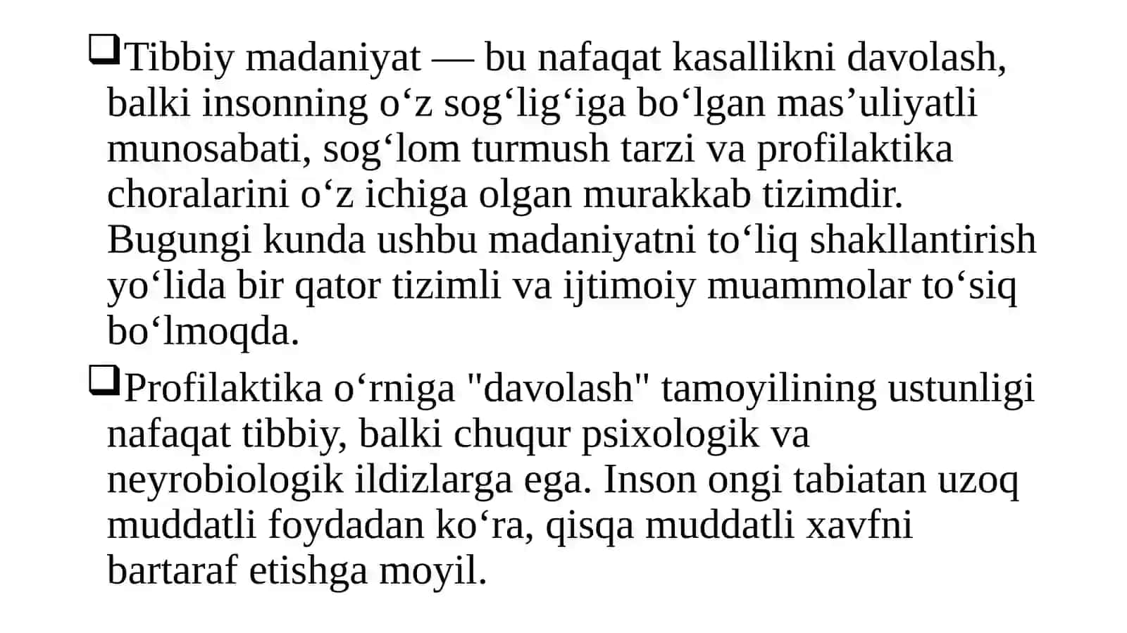 Tibbiy madaniyatni shakllantirish muammolari 3