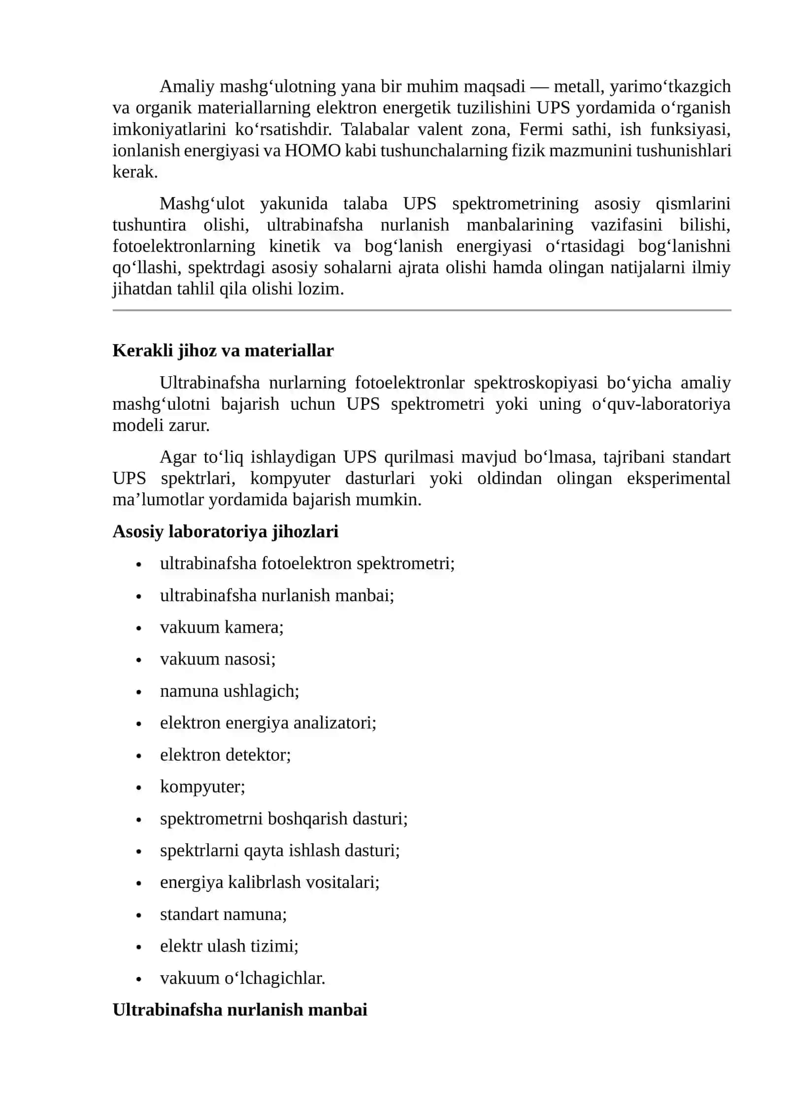Ultrabinafsha nurlarning fotoelektronlar spektroskopiyasi 3