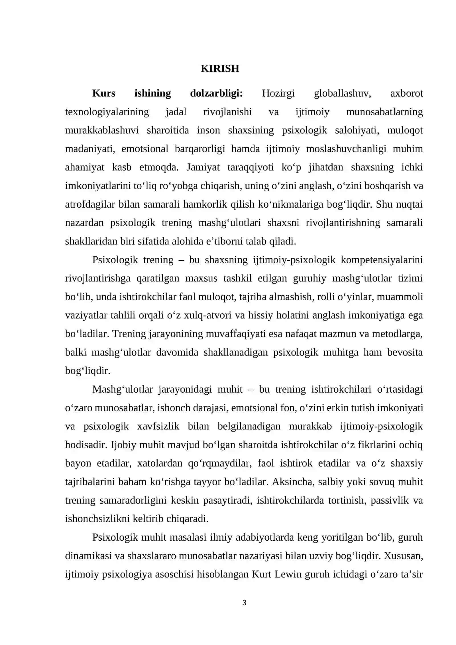 Mashgʻulotlar jarayonidagi muhit 3