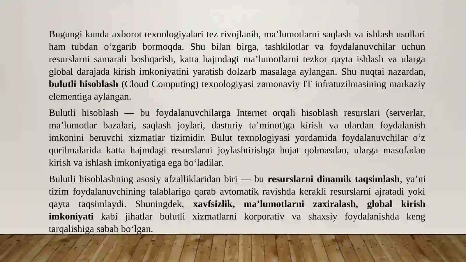 Bulutli hisoblashning asoslari va operatsion tizimlarda qo‘llanilishi 3