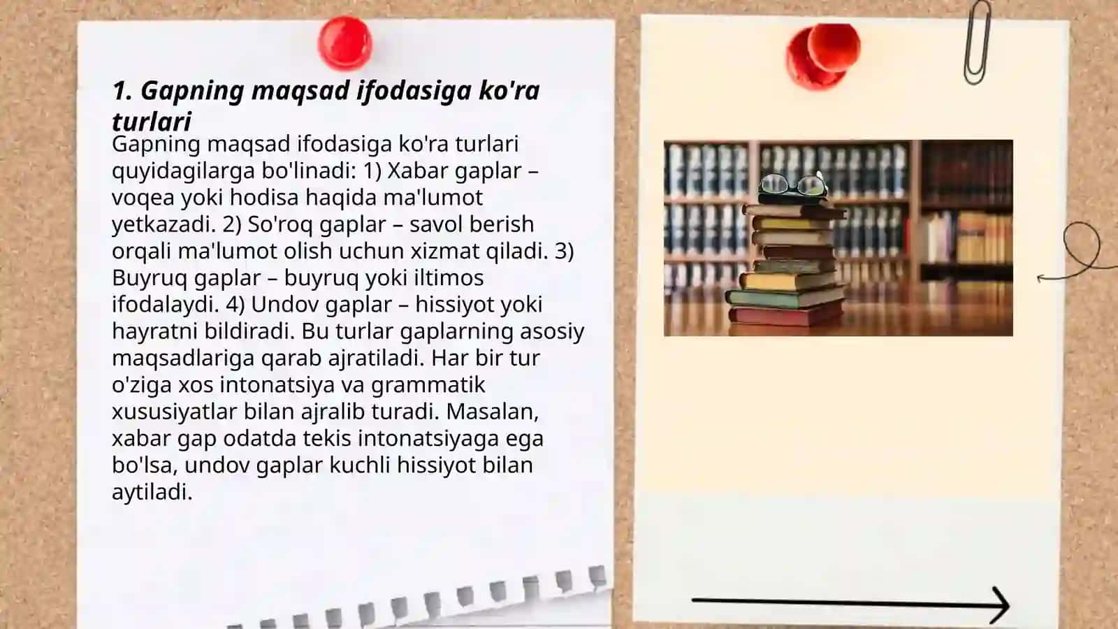 Gap sintaksisi. Gapning ifoda maqsadiga koʻra turlari 3