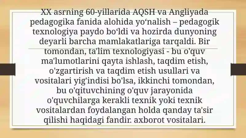 Kreativ pedagogika fanini oqitishda pedagogik texnologiyalardan foydalanish 3