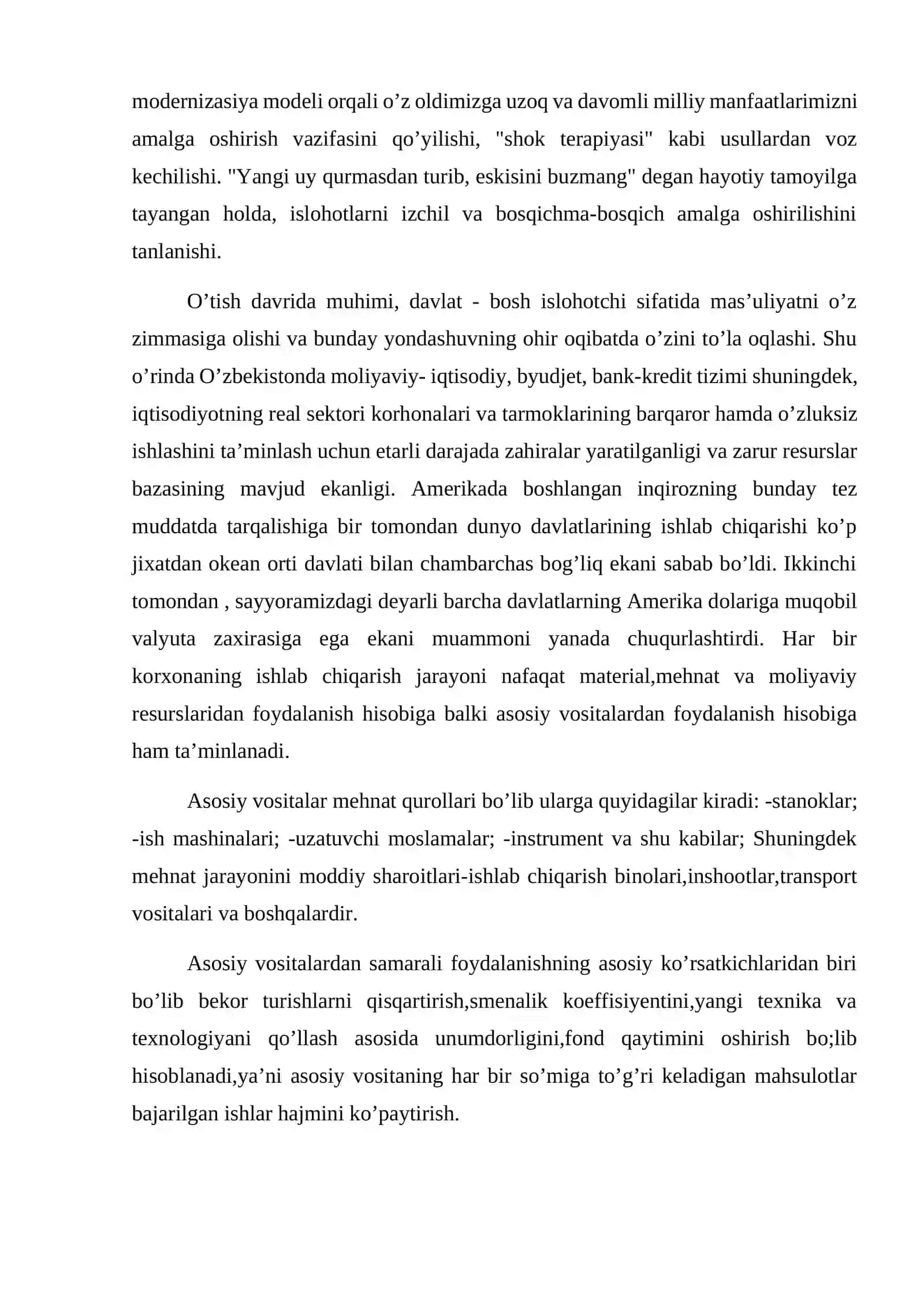 Asosiy vositalardan foydalanish samaradorliilgi taxlili 3