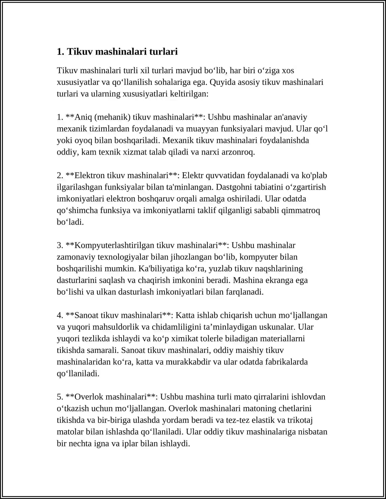 JUNI FIRMASINING TIKUV TRIKOTAJ MATOLARI UCHUN MOʻLJALLANGAN ASBOB USKUNALARI 3