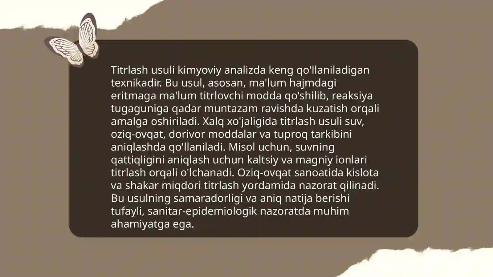 Titrlash usulining xalq xo'jaligidagi ahamiyati 3