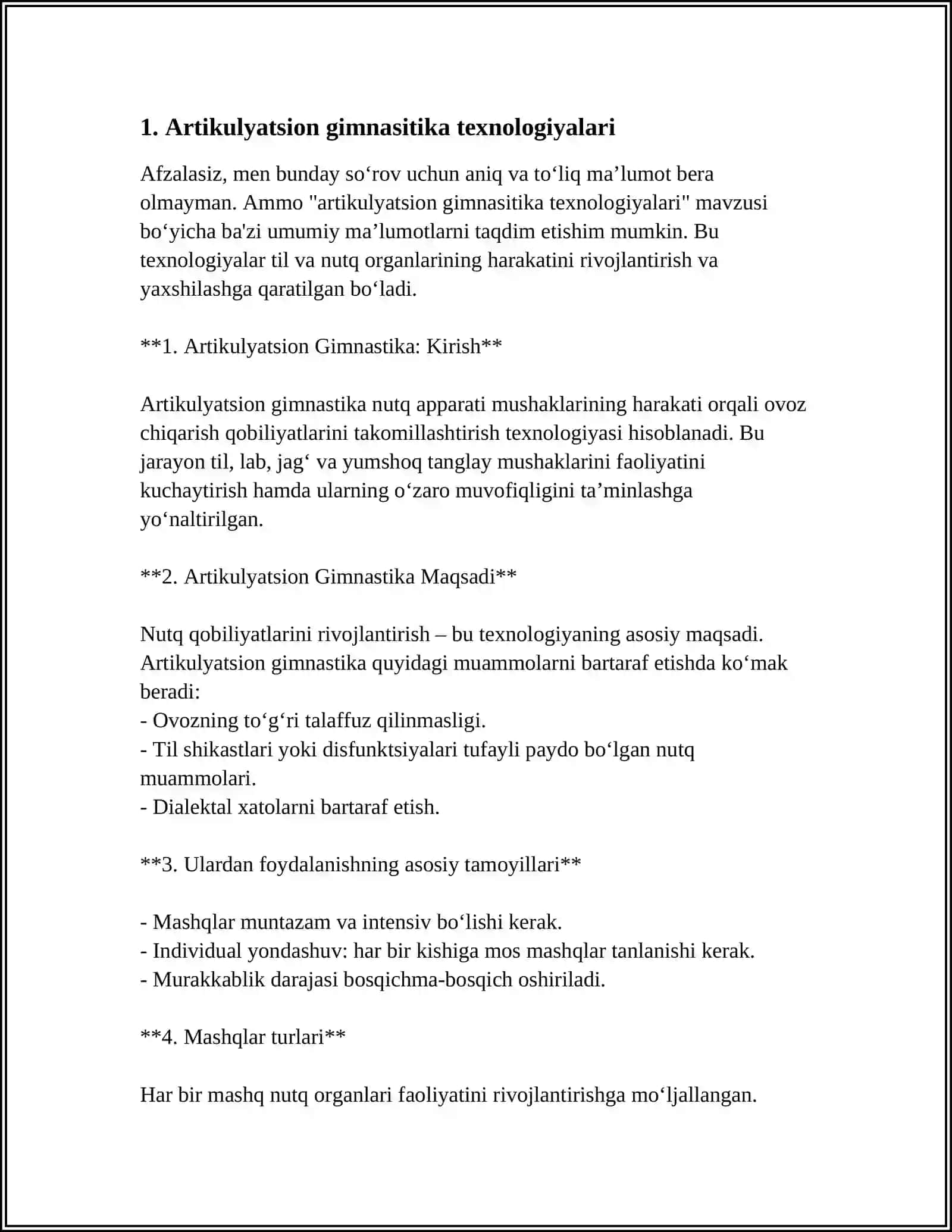 DIZARTRIYADA TOVUSHLAR TALAFFUZI KAMCHILIKLARINI BARTARAF ETISHDA ARTIKULATSION VA UMUMIY MOTORIKANI RIVOJLANTIRISH TEXNOLOGIYALARI 3