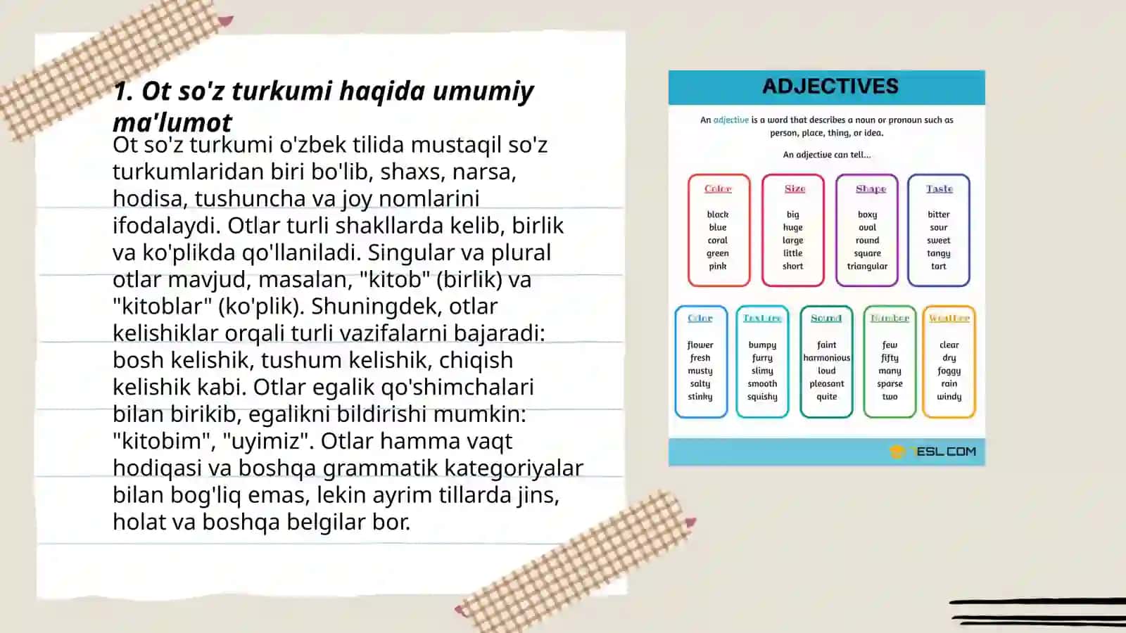 Ot so'z turkumi haqida umumiy ma'lumot 3