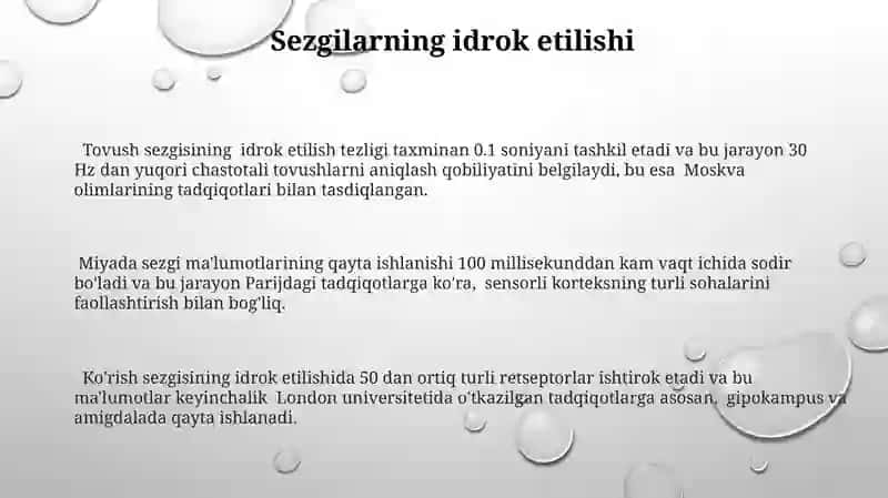 Sensor jarayonlar psixofiziologiyasi 3