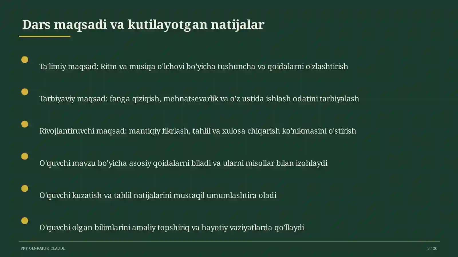 Ritm va musiqa o'lchovi (3-sinf) 3