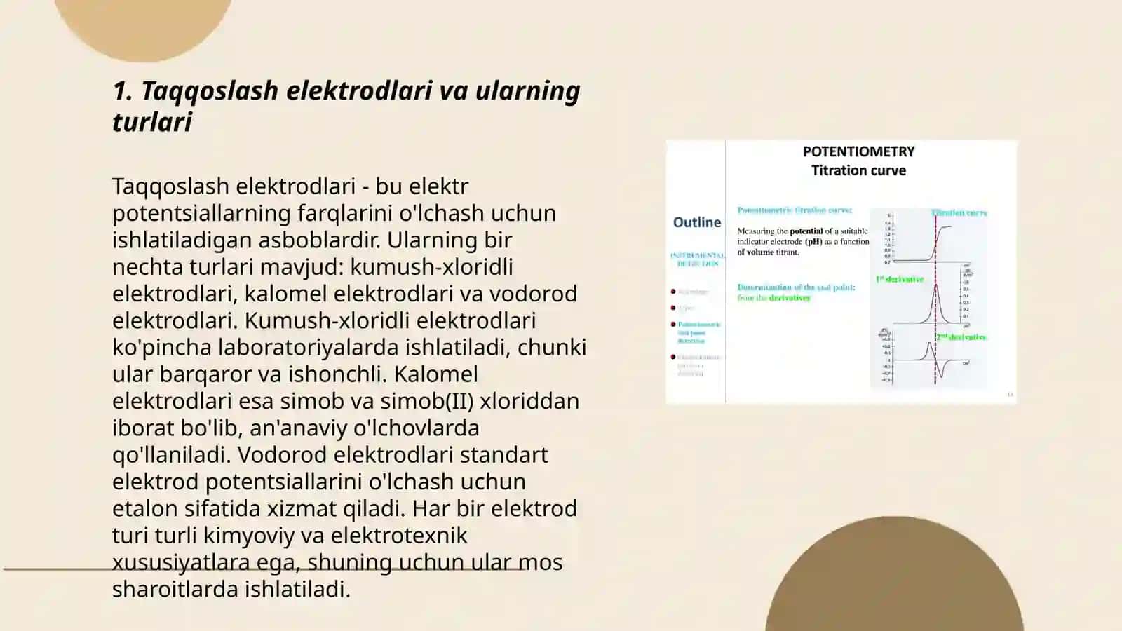 Taqqoslash elektrodlari.Potentsiometrik tetrlash 3