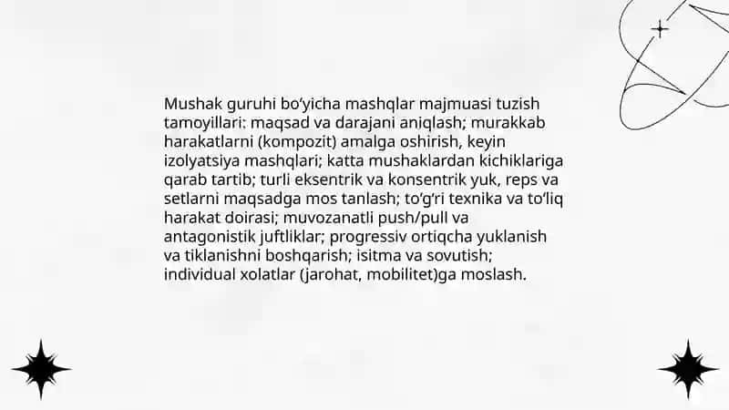 Har hil mushaklar guruhi uchun mashqlar majmuasi 3