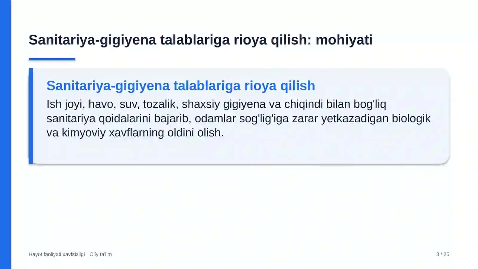 shaharsozlikda sanitariya gigiyena talablariga rioya qilish 3154 3