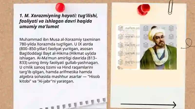 M. Xorazmiyning roli o'nli sanoq sistemlarini o'rganishda 3