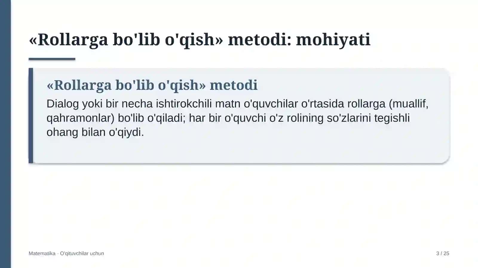 matematika darslarida rollarga bo'lib o'qish metodidan foydalanish 5548 3