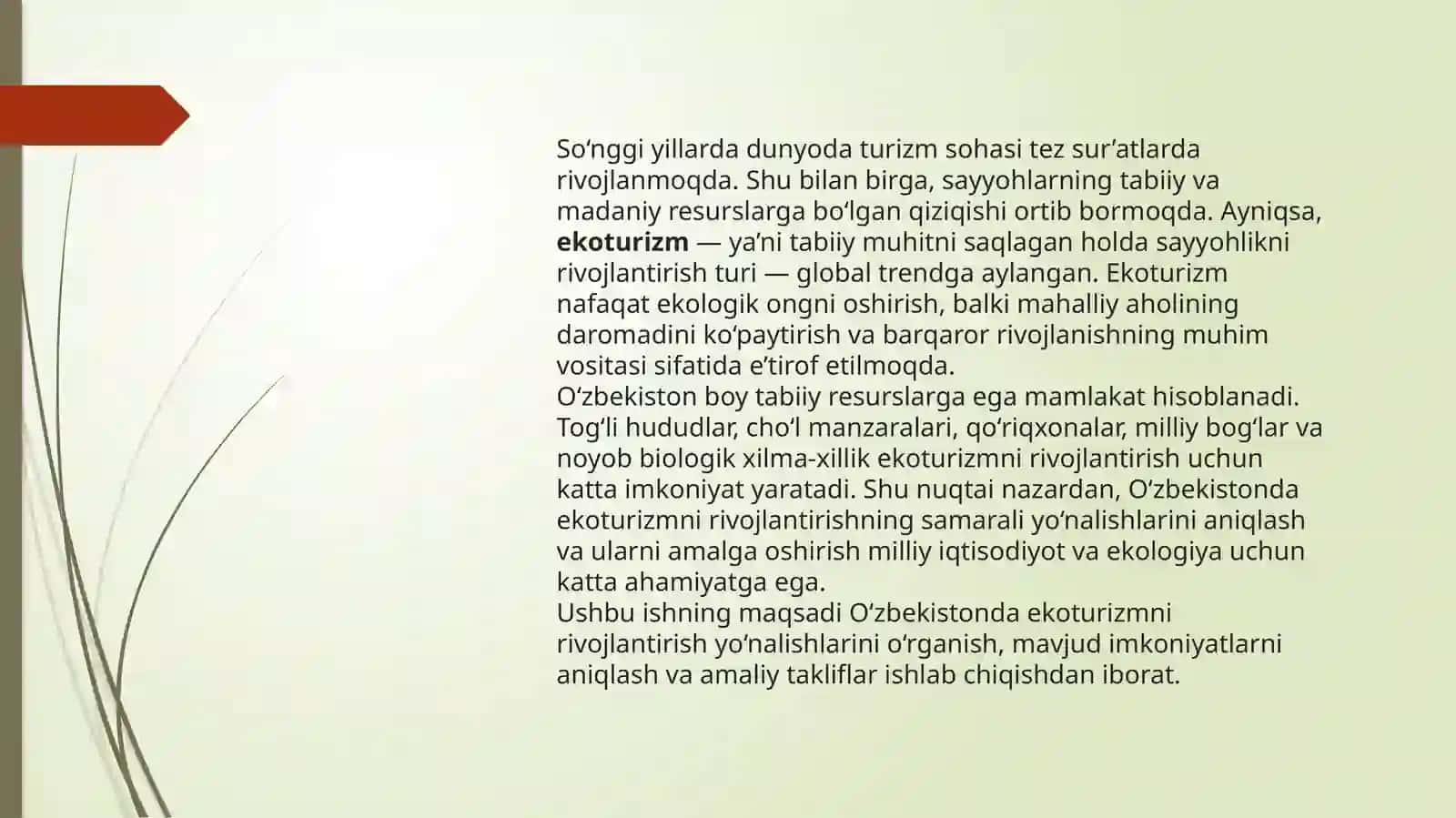 O’zbekistonda ekoturizmni rivojlantirishning asosiysi 3
