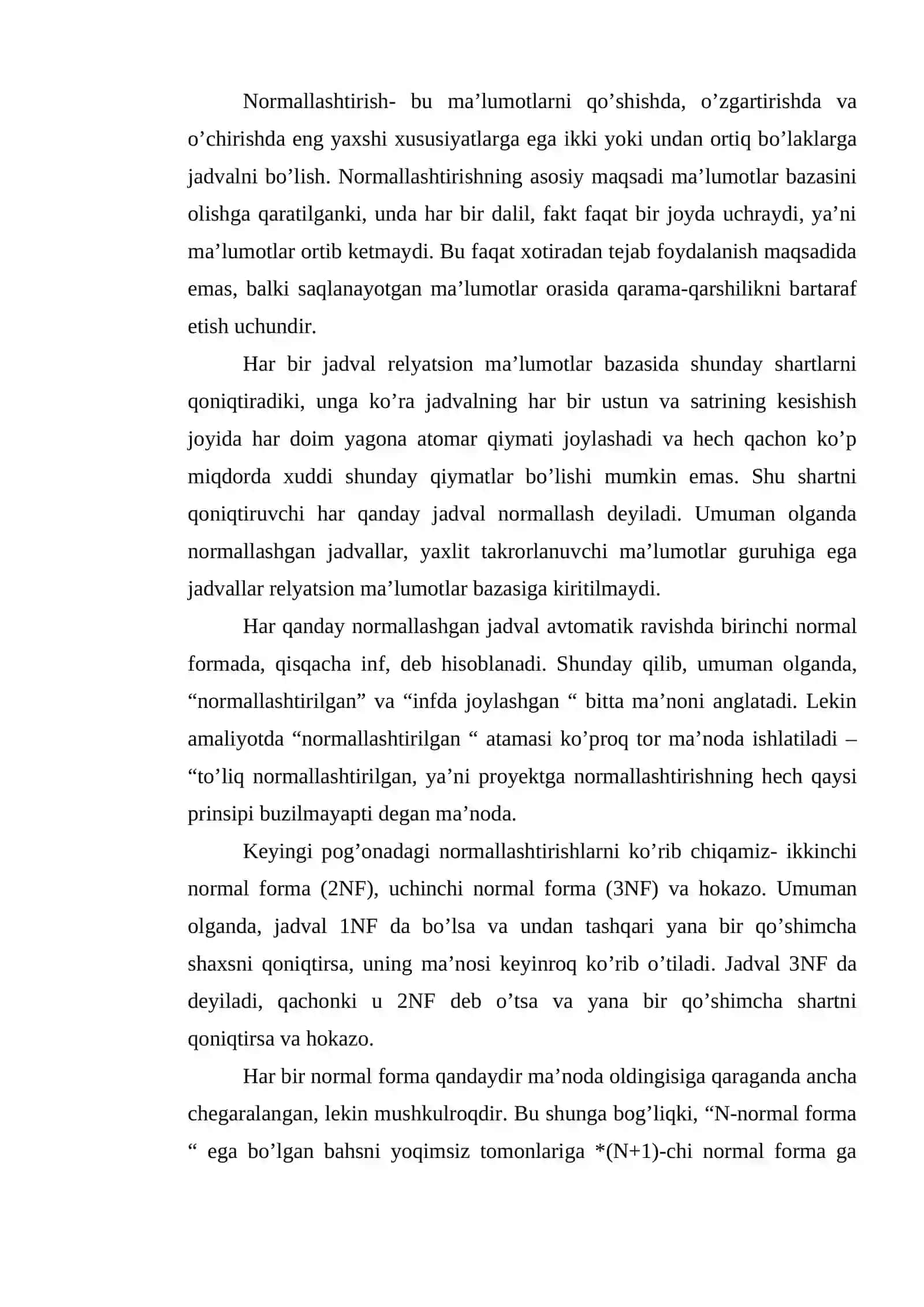 MA’LUMOTLAR BAZASI fani bo’yicha Mustaqil ishi 3