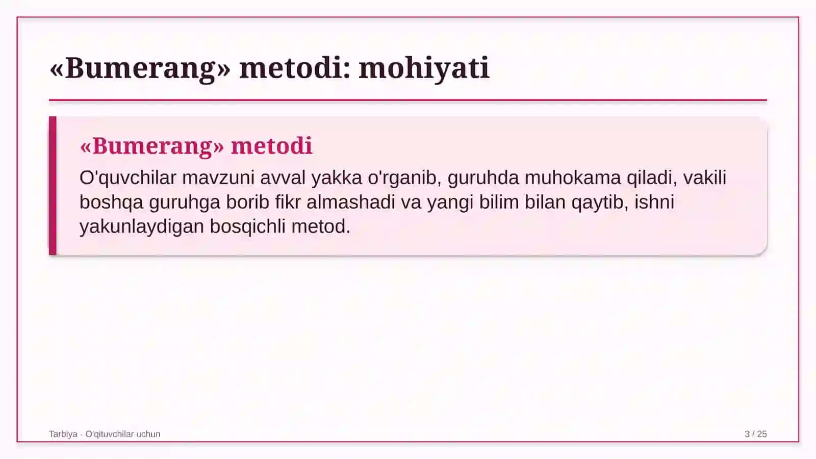 tarbiya darslarida bumerang metodidan foydalanish 3216 3
